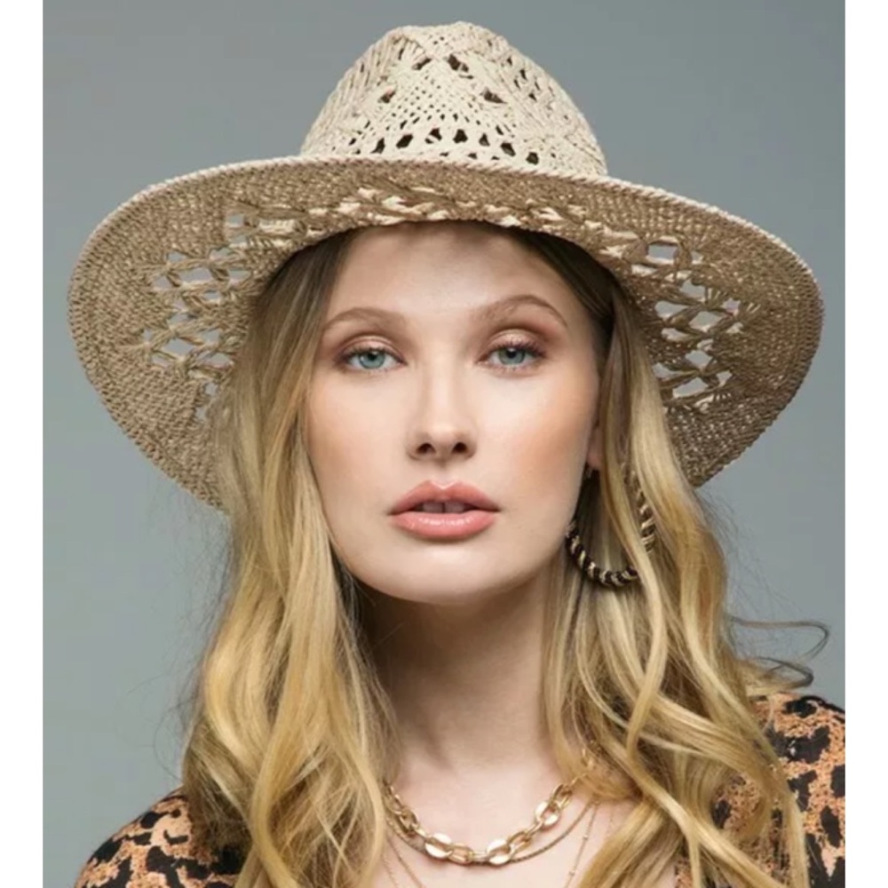 Natural Hand Woven Open Weave Panama Hat - Picture 2 of 6